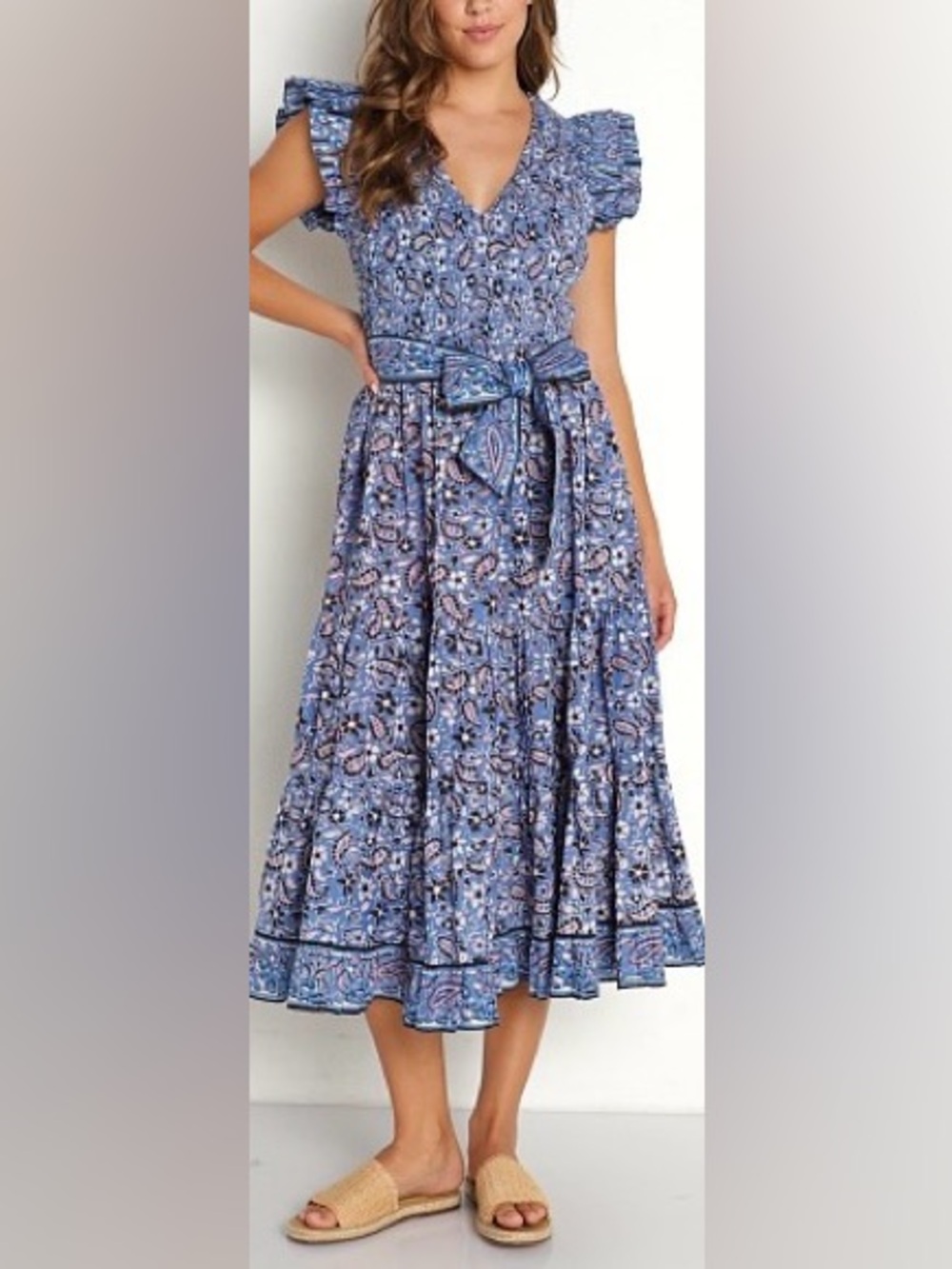 Cleobella Smocked Autumn Ruffle Midi Dress | L